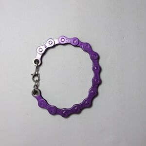 Gift for Cyclist Purple Bicycle Chain Steampunk Bracelet Lobster Clasp